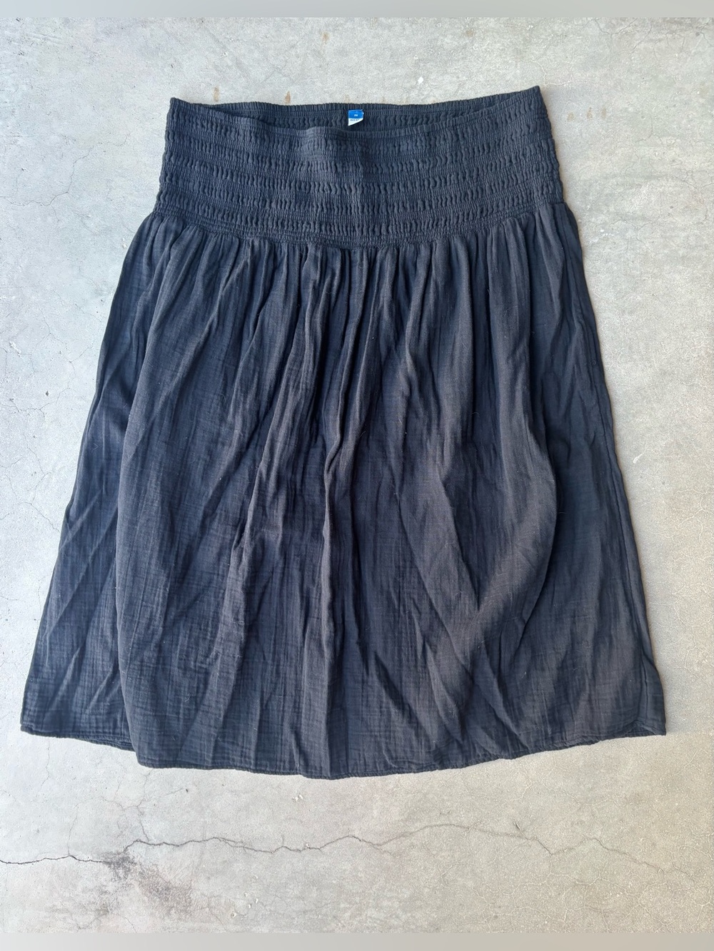 Old Navy 100% Cotton Crinkle Gauze Skirt Black Smocked Plus Size 2X Boho